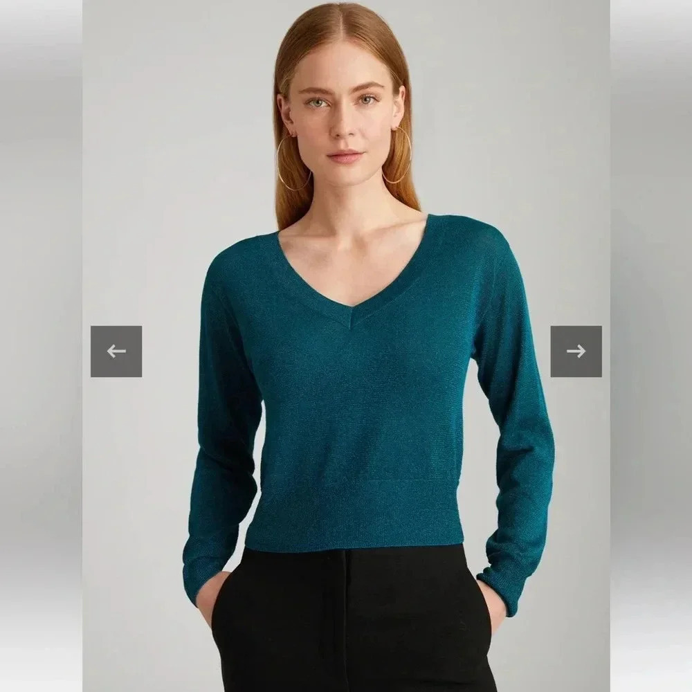 Revolve 525 America Raelyn Metallic Crop V-Neck Nwt Size Small